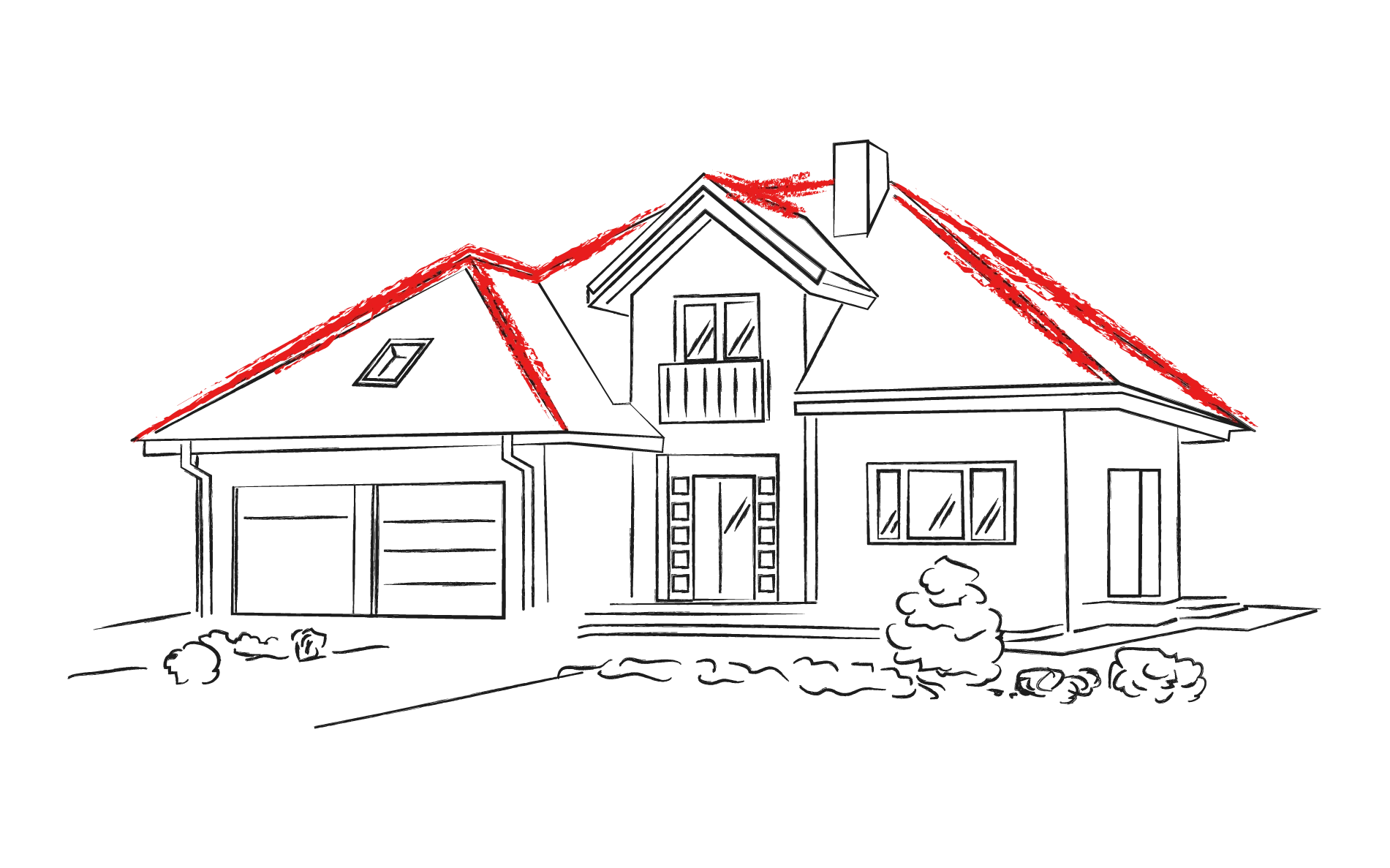 House diagram, roofs, flashings