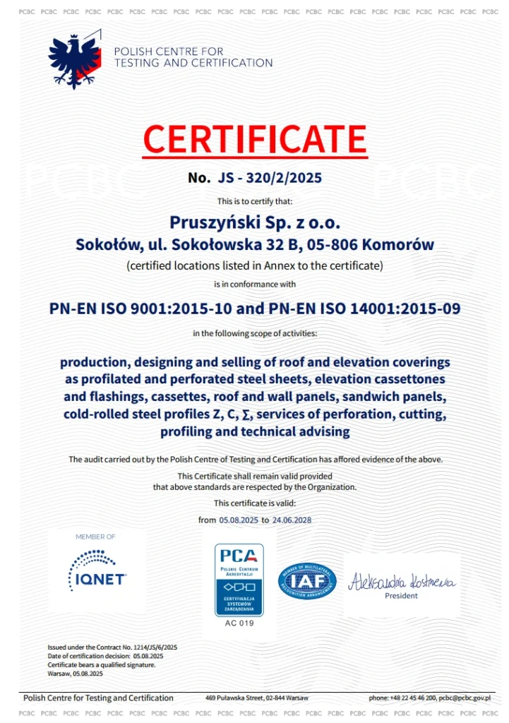 Certyfikat, ISO 9001, ISO 14001